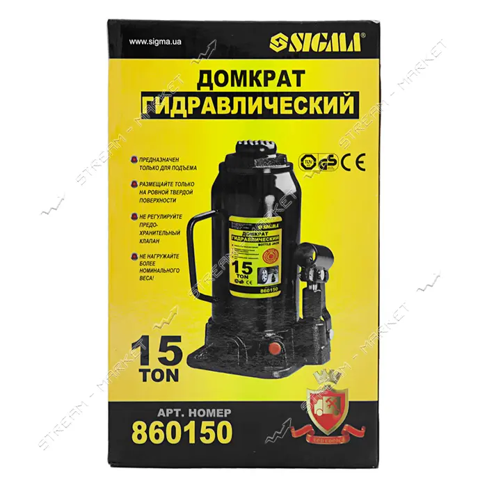 Домкрат гидравлический Sigma 6101151 860150 бутылка 15т                                             