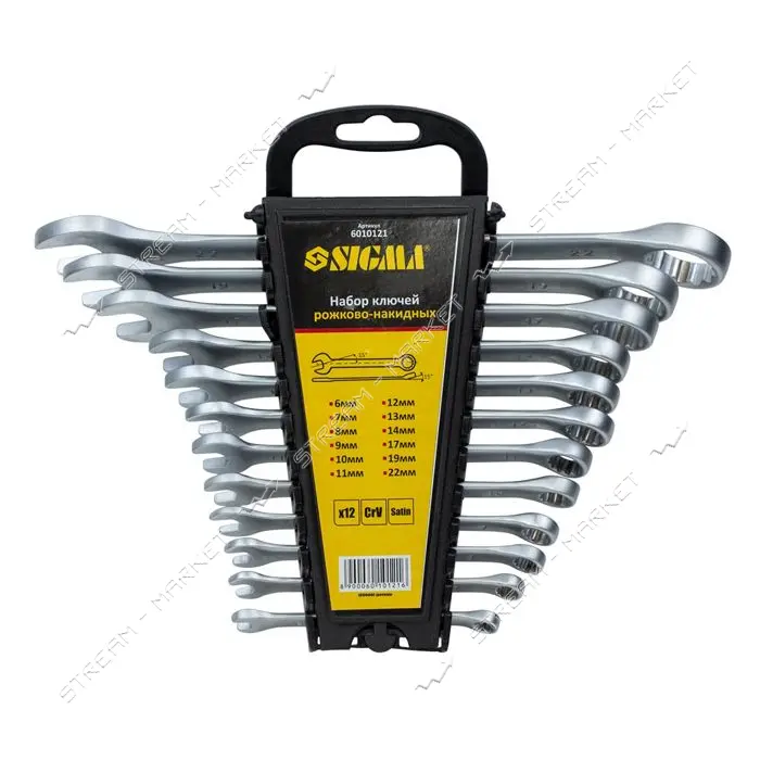 Ключи рожково-накидные Sigma 705512 CrV Satine 6-22мм 12шт