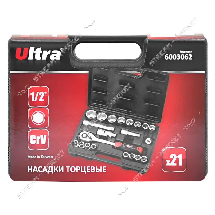 Набор торцевых насадок Sigma 6003062 Ultra Taiwan CrV 1/2" 21шт