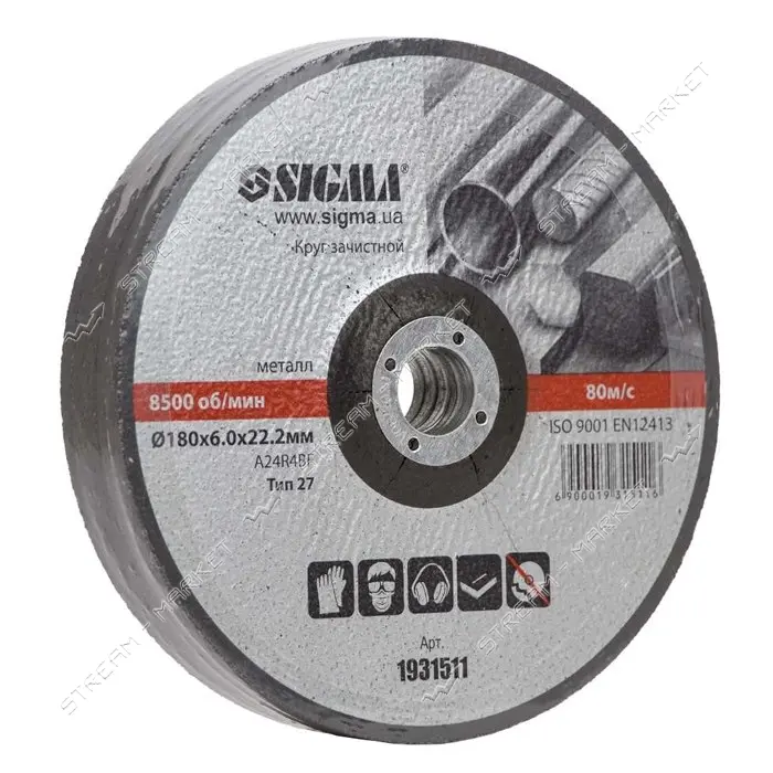 Круг зачистной по металлу Sigma 1931511 180х6.0х22.2мм