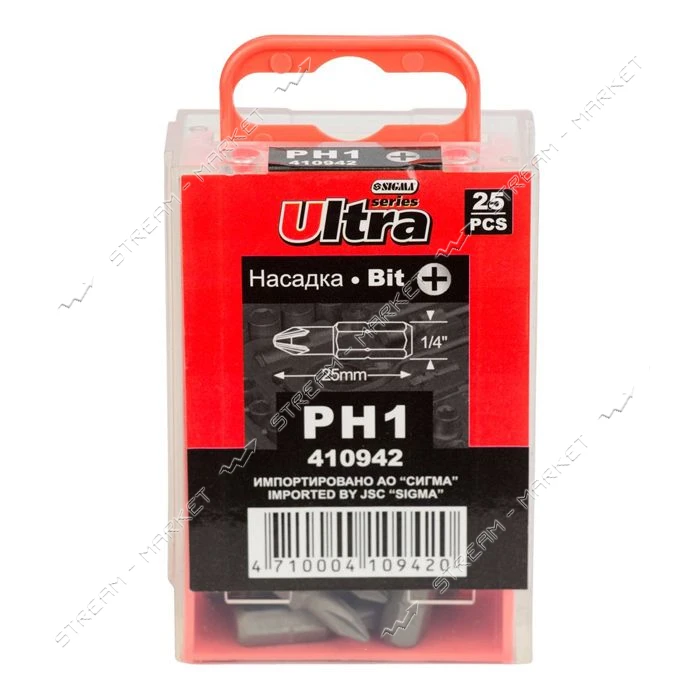 Биты Sigma 4010102 PH 1х25мм 1/4" 25шт CrV ULTRA коробок                                            