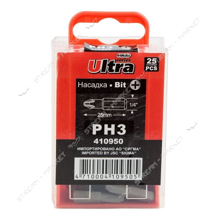 Биты Sigma 4010302 PH 3х25мм 1/4" 25шт CrV ULTRA коробок