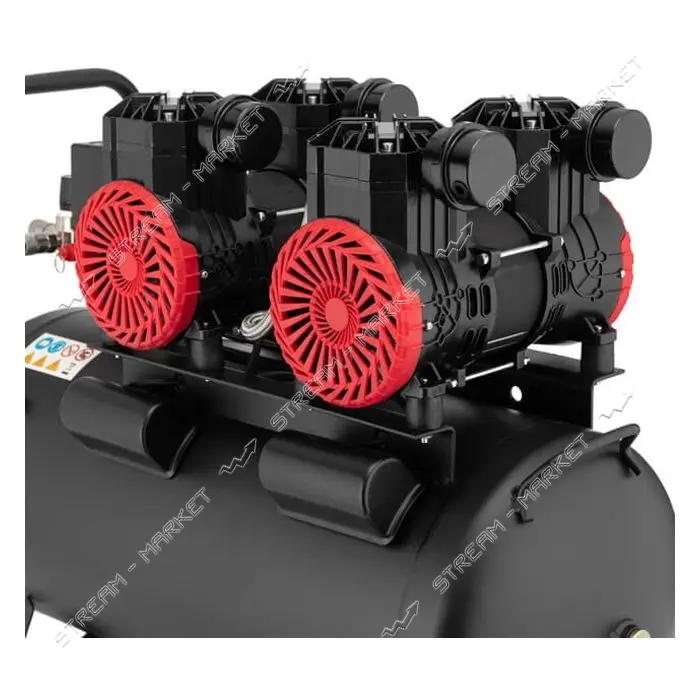 Компрессор Intertool PT-0030 50л 2x1.1кВт 220В 8атм 400л/мин 2800об/мин безмасляный 4 цилиндра      