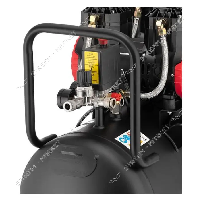 Компрессор Intertool PT-0030 50л 2x1.1кВт 220В 8атм 400л/мин 2800об/мин безмасляный 4 цилиндра      