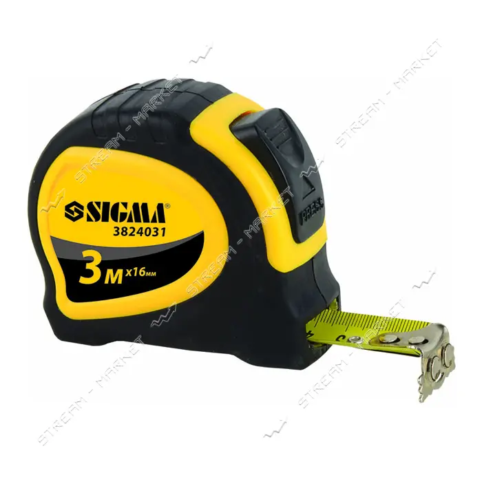 Рулетка магнитная Sigma 3824031 с автостопом 3м 16мм