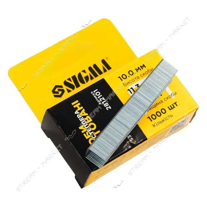 Скобы Sigma 2812101 10х0.7мм 1000шт каленые 10шт