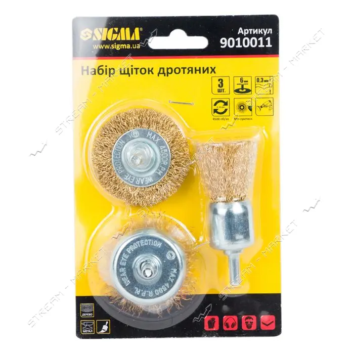 Щетки стальные для дрели Sigma 9010011 901001 3шт                                                   