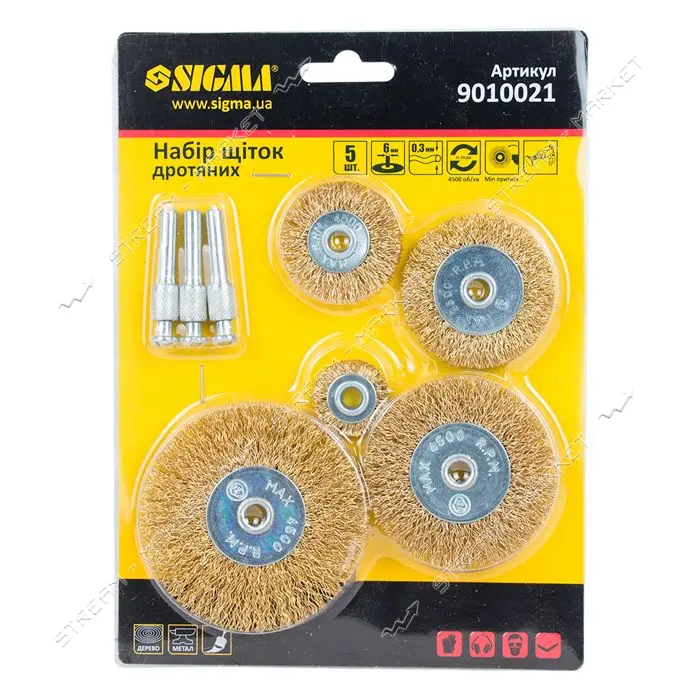 Щетки стальные для дрели Sigma 9010021 901002 5шт                                                   