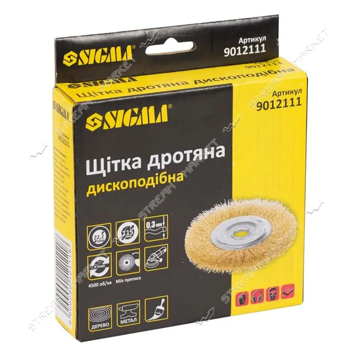 Щетка проволочная дисковая Sigma 9012111 901211 115мм латунь                                        