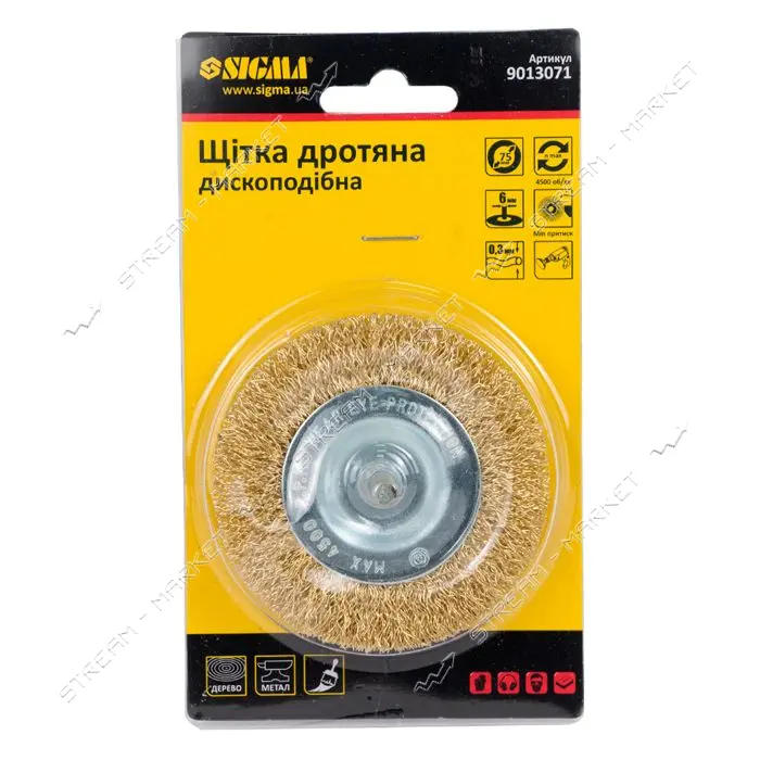 Щетка проволочная дискообразная Sigma 9013071 901307 75мм