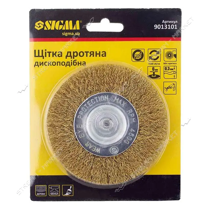 Щетка проволочная дискообразная Sigma 9013101 901310 для дрели100мм                                 