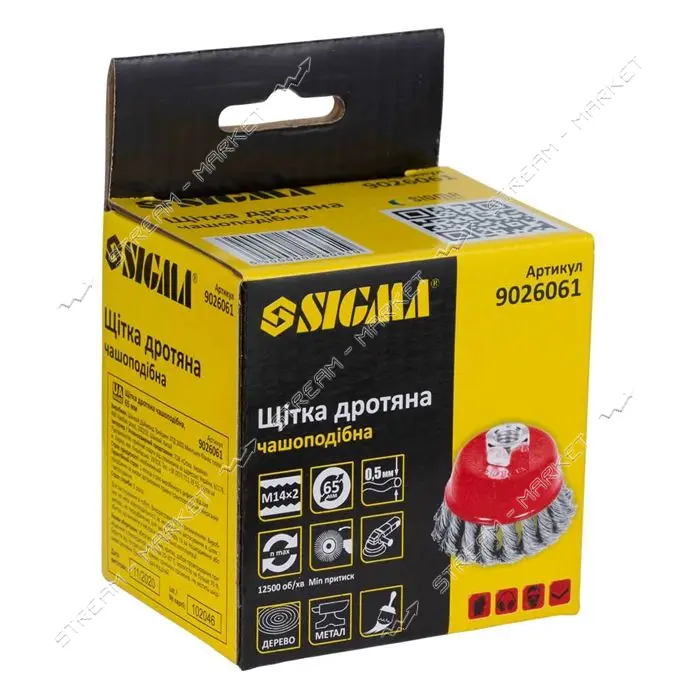 Щетка проволочная чашеобразная Sigma 9026061 65мм