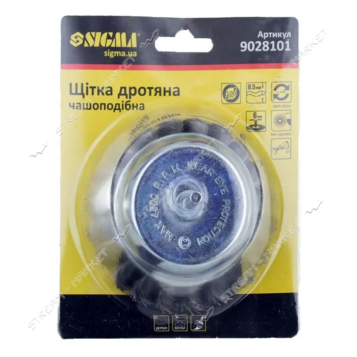 Щетка стальная чашеобразная SIGMA 9028101 902810 для дрели 100мм