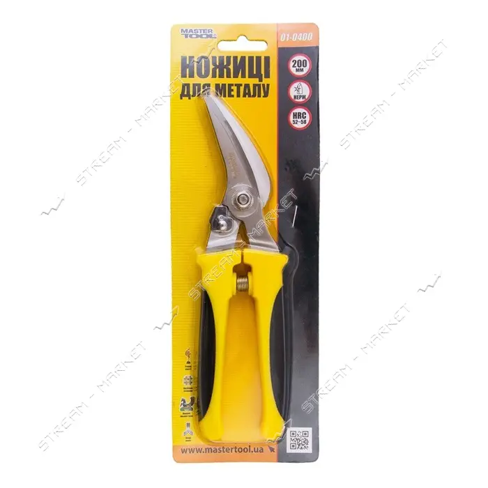 Ножницы по металлу MasterTool 01-0400 200мм нержавеющая сталь