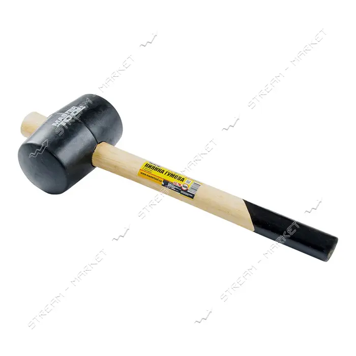 Киянка резиновая Mastertool 02-0301 рукоятка из дерева 340г черная                                  