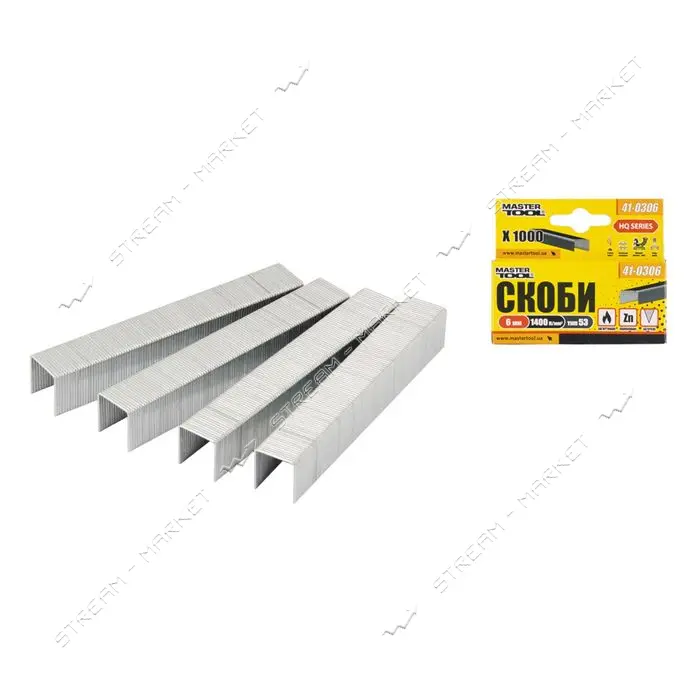 Скобы каленые MasterTool 41-0306  6мм 1000шт                                                        