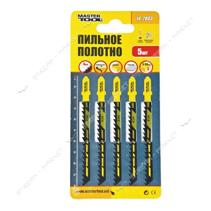 Пильное полотно Mastertool 14-2803 для лобзика по дереву Т144D 5шт
