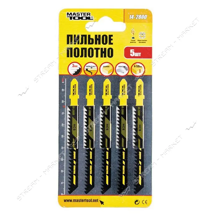 Пильное полотно Mastertool 14-2800 для лобзика по дереву Т111С 5шт