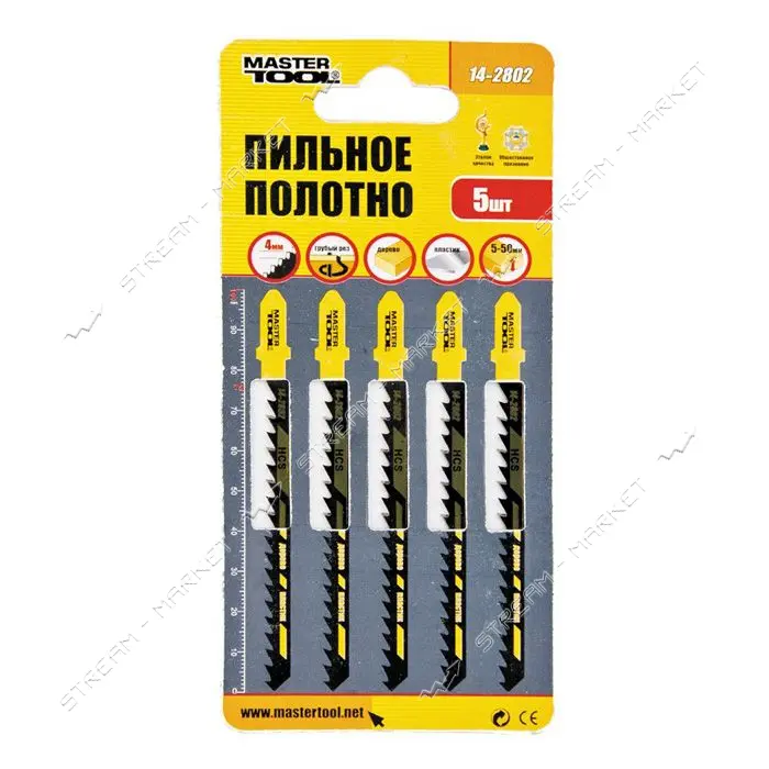 Пильное полотно Mastertool 14-2802 для лобзика по дереву Т244D 5шт