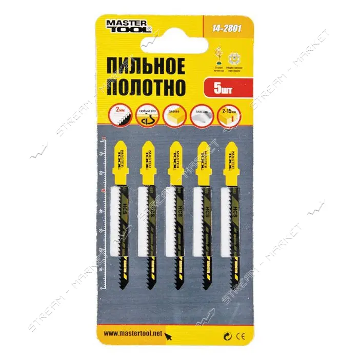 Пильное полотно Mastertool 14-2801 для лобзика по дереву Т119BО 5шт
