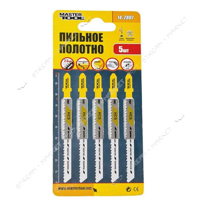Пильное полотно Mastertool 14-2807 для лобзика по дереву Т101ВR 5шт                                 