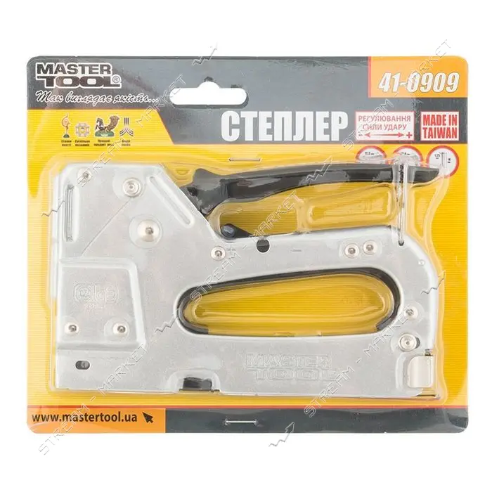 Степлер рессорный MasterTool 41-0909 3 в 1 для скобы 4-14мм 11.3x0.7мм гвоздь 14мм скоба 10.6x.2м   