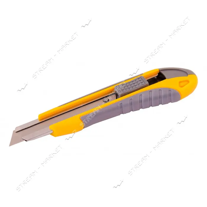 Нож Mastertool 17-0111 18мм с металлической направляющей кнопочный фиксатор плюс 2 лезвия           