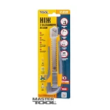 Нож Mastertool 17-0119 18мм с металлической направляющей кнопочный фиксатор плюс 2 лезвия