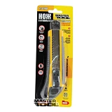 Нож Mastertool 17-0183 18мм с металлической направляющей кнопочный фиксатор плюс 3 лезвия