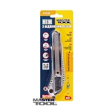 Нож Mastertool 17-0128 18мм металлический с направляющей кнопочный фиксатор                         