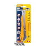 Нож Mastertool 17-0101 18мм пластиковый с металлической направляющей кнопочный фиксатор 2 лезвия