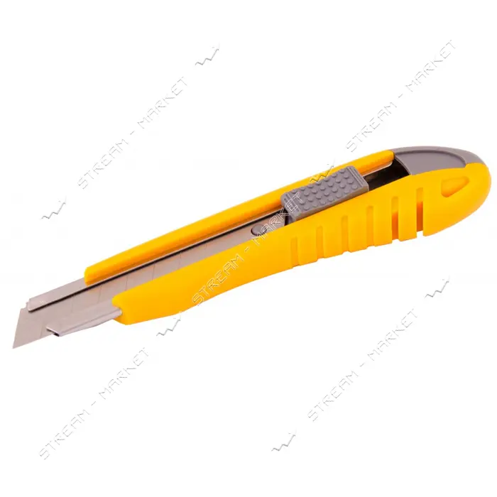 Нож Mastertool 17-0101 18мм пластиковый с металлической направляющей кнопочный фиксатор 2 лезвия