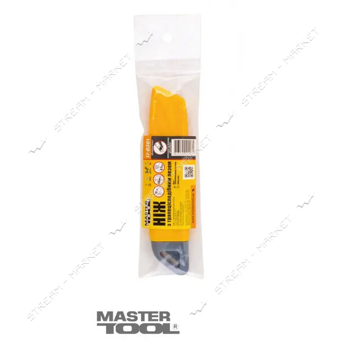 Нож Mastertool 17-0301 трапеция пластиковый безопасное лезвие                                       