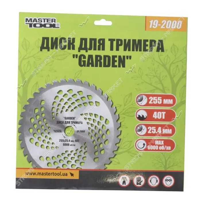Диск для триммера MasterTool 19-2000 Gagden 255x25.4x40Т с победитовой напайкой                     