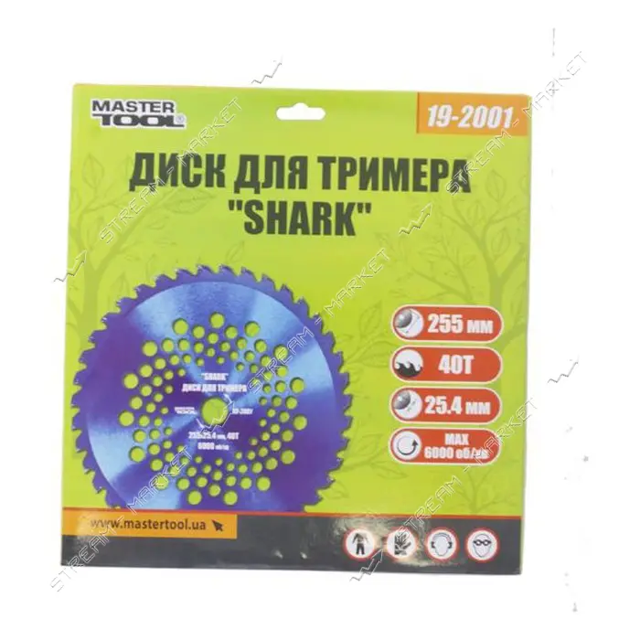 Диск для триммера MasterTool 19-2001 Shark 255x25.4x40Т с победитовой напайкой                      