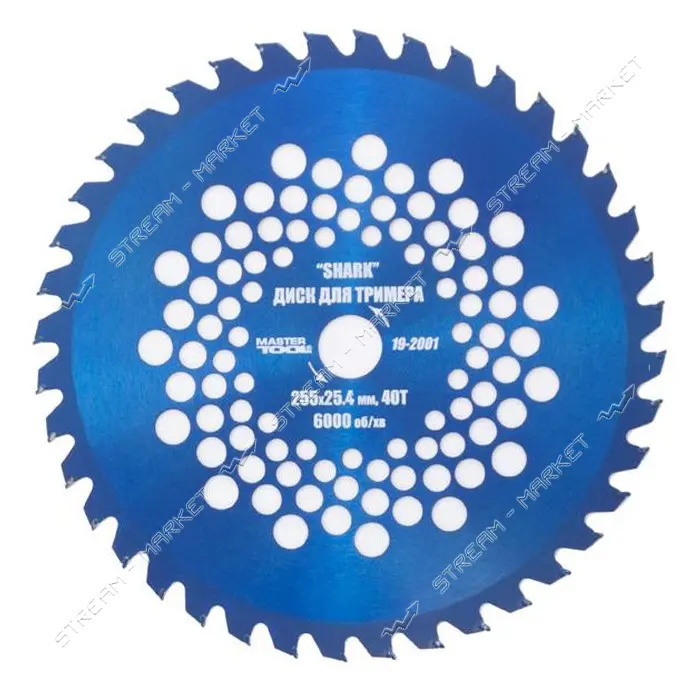 Диск для триммера MasterTool 19-2001 Shark 255x25.4x40Т с победитовой напайкой                      