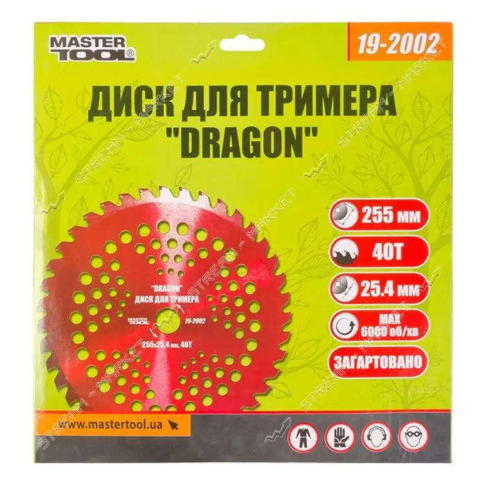 Диск для триммера MasterTool 19-2002 Dragon 255x25.4x40Т с победитовой напайкой закаленный          