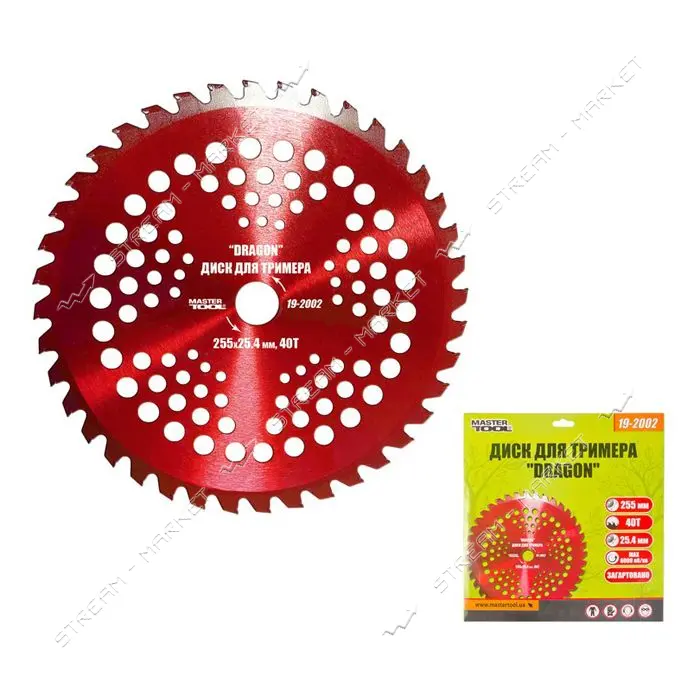 Диск для триммера MasterTool 19-2002 Dragon 255x25.4x40Т с победитовой напайкой закаленный          