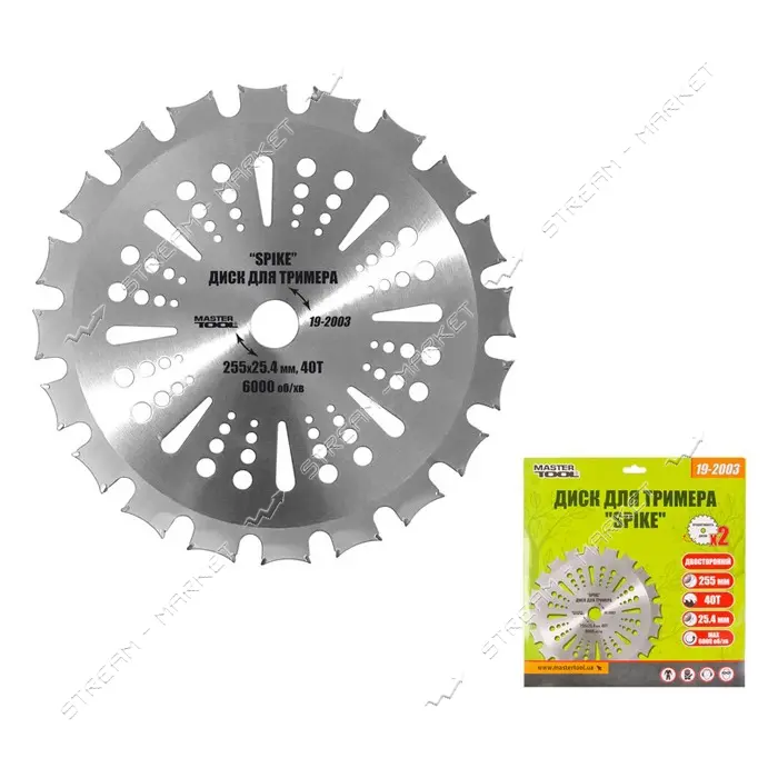 Диск для триммера MasterTool 19-2003 Spike 255x25.4x40Т с победитовой напайкой