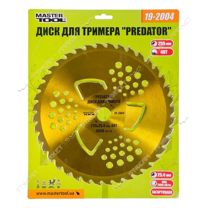 Диск для триммера MasterTool 19-2004 Predator 255x25.4x40Т с победитовой напайкой закаленный        