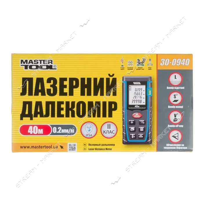 Дальномер лазерный Mastertool 30-0940 0.05-40м 2мм/м чехол батарейки тип ААAx2 в комплекте          