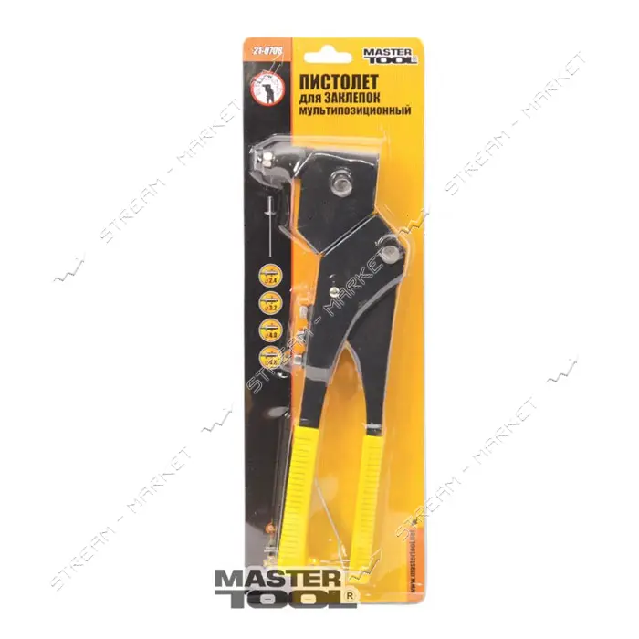 Пистолет для заклепок MasterTool 21-0708 поворотный 2.4/3.2/4.0/4.8мм