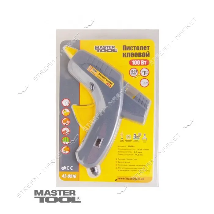 Пистолет клеевой Master-Tool 42-0510 Капля-Стоп d 11.2мм 100Вт 16-28г/мин                           