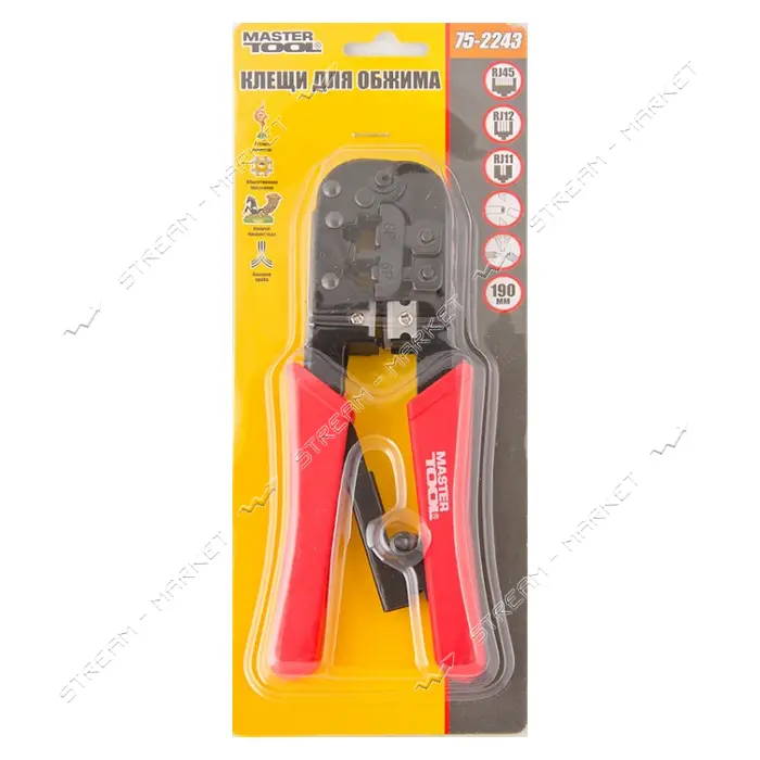 Клещи для обжима штекеров Mastertool 75-2243 RJ11 RJ12 RJ45 190мм