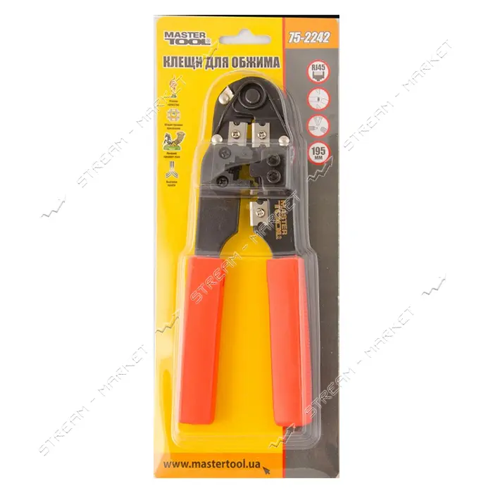 Клещи для обжима штекеров Mastertool 75-2242 RJ45 195мм                                             