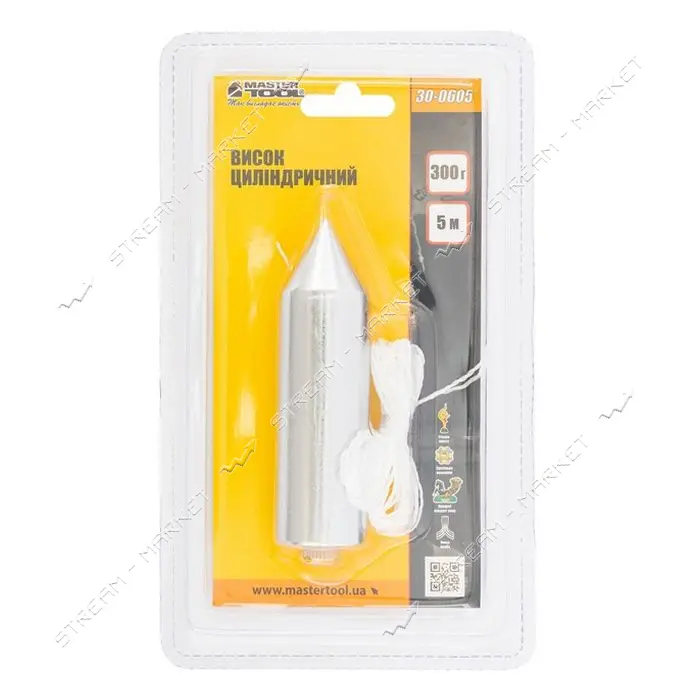 Отвес строительный MasterTool 30-0605 цилиндрический 300г