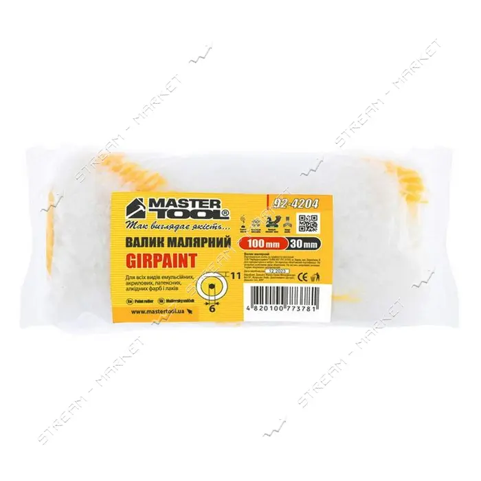 Минивалик Mastertool 92-4204 Гирпаинт Миди d6мм 30x100x11мм                                         