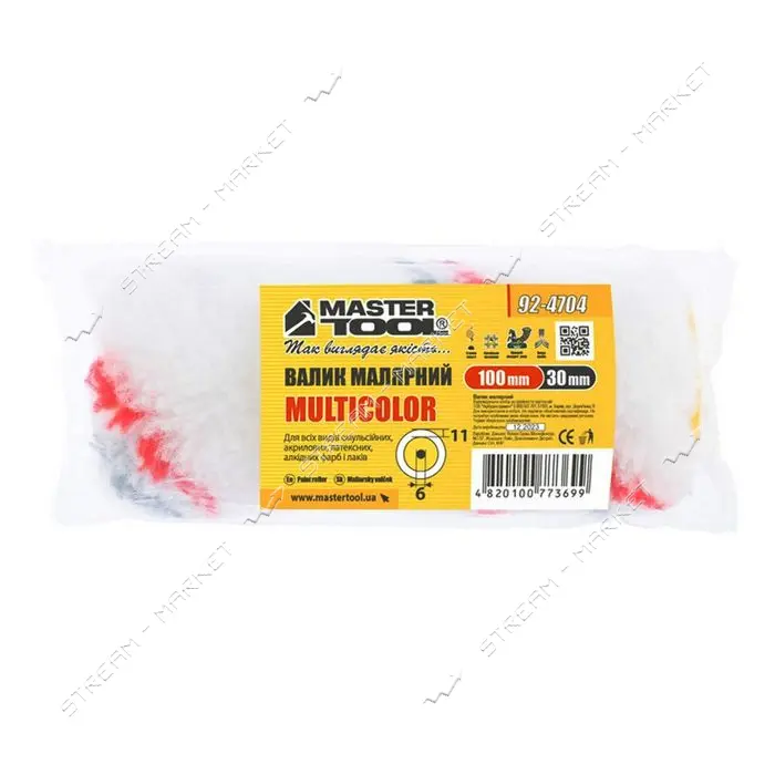 Минивалик Mastertool 92-4704 Мультиколор Миди d6мм 30x100x11мм