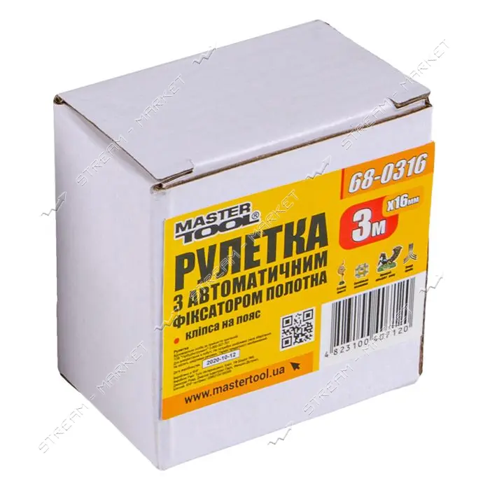 Рулетка MasterTool 68-0316 3м х 16мм с автоматическим фиксатором полотна                            