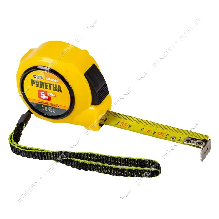 Рулетка MasterTool 68-0519 5м x 19мм с автоматическим фиксатором полотна